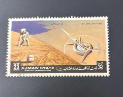 Ajman Pulu - Ajman Stamp - Postadan Geçmiş Pul Filateli - DAMGALI - Ay'a iniş, Apollo 15, Ay görevi temalı pul , 25 PARA - YABANCI PULLAR, NOSTALJİK DOĞUM GÜNÜ HEDİYESİ