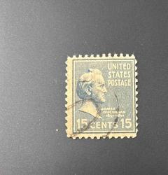 Amerika Birleşik Devletleri Pulu - USA Stamp - Postadan Geçmiş Pul Filateli - DAMGALI -ESKİ BAŞKAN JAMES BUCHANAN TEMALI PUL, 15 PARA - YABANCI PULLAR - NOSTALJİK DOĞUM GÜNÜ HEDİYESİ