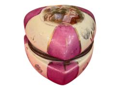 Fransız Eski Üretim Damgasız Porselen Bonboniyer Pirinç Menteşeli - 8 cm 6 cm ölçülerinde