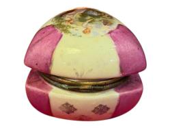 Fransız Eski Üretim Damgasız Porselen Bonboniyer Pirinç Menteşeli - 8 cm 6 cm ölçülerinde