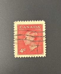 Kanada Pulu - Canada Stamp - Postadan Geçmiş Pul Filateli -DAMGALI -  KRAL VI. GEORGE TEMALI KANADA PULU, 4 PARA - YABANCI PULLAR-NOSTALJİK DOĞUM GÜNÜ HEDİYESİ