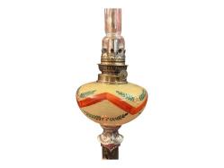 Antika fransız el boyama gaz lambası 62 cm boyunda