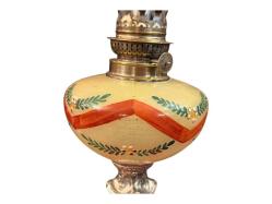 Antika fransız el boyama gaz lambası 62 cm boyunda