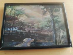 17*13 metal çerçeve manzara resmi.