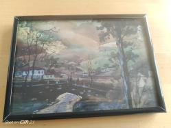 17*13 metal çerçeve manzara resmi.