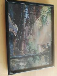 17*13 metal çerçeve manzara resmi.