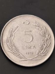 1978 5 Lira orjinal  iyi kondüsyondadır.