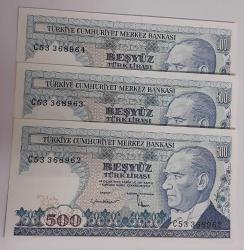 7. EMİSYON SERİ TAKİPLİ 3 ADET 500 LİRA
