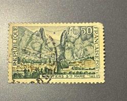 Fransa Pulu - France Stamp - Postadan Geçmiş Pul Filateli - Damgalı - Provence'daki Moustiers-Sainte-Marie Kasabası Temalı Pul, 0.50 Para - YABANCI PULLAR,  NOSTALJİK DOĞUM GÜNÜ HEDİYESİ