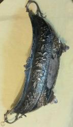 Gümüş Şekerlik.. 800 Ayar damgalı floral Desenli Gümüş Şekerlik, meyvelik..300 gr. 7 x 31 cm.