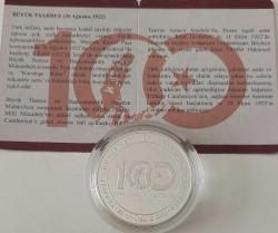 2022 BÜYÜK TAARRUZUN 100 YILI GÜMÜŞ 20 TÜRK LİRASI HATIRA PARASI DARPHANE BASKISI SERTİFİKALI ÇİL 2671 ÇOK NADİRDİR