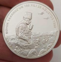 2022 BÜYÜK TAARRUZUN 100 YILI GÜMÜŞ 20 TÜRK LİRASI HATIRA PARASI DARPHANE BASKISI SERTİFİKALI ÇİL 2671 ÇOK NADİRDİR