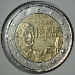 FRANSA 2 EURO 2010 HATIRA-DE GAULLE NAZİ İŞGALİNE KARŞI BBC'DE YAPTIĞI DİRENİŞ KONUŞMASININ 70. YILI.