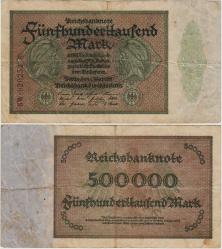 ALMANYA 500.000 MARK 1923 WEİMAR CUMHURİYETİ. ÇOK TEMİZ.