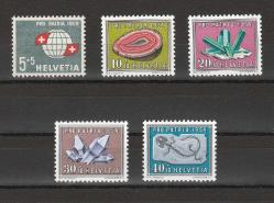 1959 İsviçre Pro Patria Fosiller ve Mineraller Tam Seri MNH