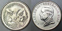 AVUSTRALYA 5 CENT 2024 KRAL III. CHARLES-KARINCAYİYEN. ÇİL.