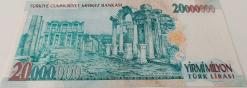 7.EMİSYON 1.TERTİP 20.000.000 TL TÜRK LİRASI K16847875 SERİ NUMARALI KAĞIT PARA DESTE ÇİLİ
