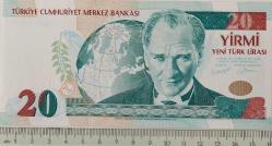 8.EMİSYON 1.TERTİP 20 YTL YENİ TÜRK LİRASI ORİJİNAL KAĞIT PARA C72735644 SERİ NOLU GÜZEL NUMARALI ÇİLL