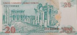 8.EMİSYON 1.TERTİP 20 YTL YENİ TÜRK LİRASI ORİJİNAL KAĞIT PARA C72735644 SERİ NOLU GÜZEL NUMARALI ÇİLL