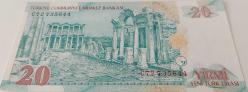 8.EMİSYON 1.TERTİP 20 YTL YENİ TÜRK LİRASI ORİJİNAL KAĞIT PARA C72735644 SERİ NOLU GÜZEL NUMARALI ÇİLL