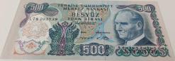 6.EMİSYON 2.TERTİP 500 TÜRK LİRASI L78203739 SERİ NUMARALI ORİJİNAL KAĞIT PARA NATUREL ÇİLL