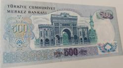 6.EMİSYON 2.TERTİP 500 TÜRK LİRASI L78203739 SERİ NUMARALI ORİJİNAL KAĞIT PARA NATUREL ÇİLL