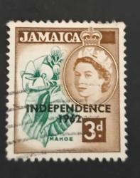 Jamaika- 1962 bağımsızlık sürşarjlı _damgalı pul