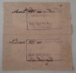 İSTANBUL TAYYARE CEMİYETİ MAKBUZ 1931 20 KURUŞLUK ÇİFT MAKBUZ