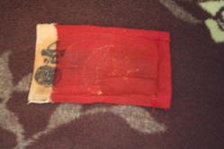 OSMANLI ZAMANINDA ANNELERİMİZİN ASKERLERİ İÇİN DİKTİĞİ EL DİKİMİ GÖĞÜS BAYRAĞI ARKASI OSMANLI MÜHÜRLÜ --- EL DİKİMİ BAYRAK