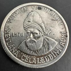 Türkiye, 830 Ayar Gümüş, 200 Lira 1978. Mevlana’nın Vuslatının 705. Yılı, 9 Gr. (11 Bin Adet Basılmıştır)