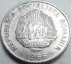 Romanya 1966 15 Bani Sosyalist Devlet Armalı Çelik Baskı