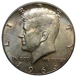 ABD ½ Dolar 1966 Gümüş ÇİL 11,44 gr. (RESİMDEKİ ÜRÜN GÖNDERİLECEKTİR)