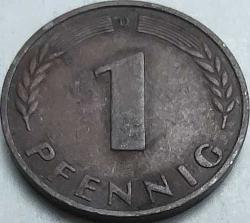 LOT.19 » Almanya 1950 1 Pfennig Meşe Filizi Temalı Bakır Kaplama Çelik