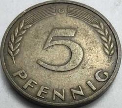 LOT.20 » Almanya 1950 5 Pfennig Meşe Filizi Temalı Çelik Üzeri Pirinç Kaplama