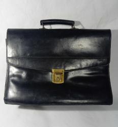 vintage Siyah Deri  okul Evrak Çantası