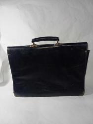 vintage Siyah Deri  okul Evrak Çantası