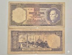 500 Türk Lirası  5 Emisyon  4 Tertip 1968 Yılı  Beşyüz TL,si