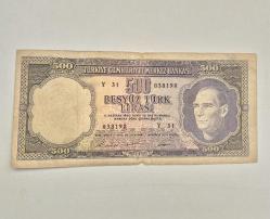 500 Türk Lirası  5 Emisyon  4 Tertip 1968 Yılı  Beşyüz TL,si