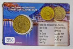 1956 YILI BRONZ 25 KURUŞ ÖZEL KARTON KİTİNDE