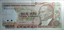 5000 Lira Yerli Kağıt Para ÇÇT Büyük Mevlana