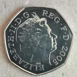 SETTEN ÇIKMA  İNGİLTERE  2005   50 PENCE  HATIRA  250nci Yıl Dönümü - Samuel Johnson's İngilizce Sözlüğünün Yayınlanması   ÇİL