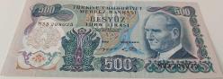 6.EMİSYON 2.TERTİP 500 TÜRK LİRASI M33208025 SERİ NUMARALI ORİJİNAL KAĞIT PARA NATUREL DESTE ÇİLİ NADİR