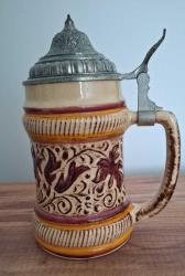 ZİN KAPAKLI FLORAL DESENLİ ALMAN SERAMİK TANKART 1930 LAR