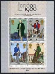 Koleksiyon Pulları,İngiltere 1980 Dünya Pul Sergisi, Dantelli 4 Pulluk Özel Blok Damgasız Tam Seri,Kia30