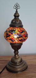 MOZAİK RENKLİ CAM EL YAPIMI ELEKTRİKLİ MASA LAMBASI