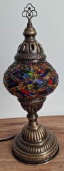 MOZAİK RENKLİ CAM EL YAPIMI ELEKTRİKLİ MASA LAMBASI