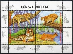 Koleksiyon Pulları,2002 Türkiye Cumhuriyeti,Dünya Çevre Günü,Büyük Kedigiller,Özel Blok,Damgasız Tam Seri,Kia-31