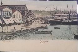 Osmanlı   İzmir Liman Gemiler  Kartpostal,Çok Nadir.