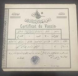 OSMANLICA-FRANSIZCA - AŞI SERTİFİKASI / DAMGALI.