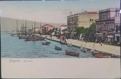 Osmanlı   İzmir Liman Gemiler  Kartpostal,Çok Nadir.